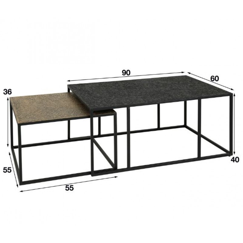 ZI Metallic Coffee Table Rectangle Antique Bronze Black